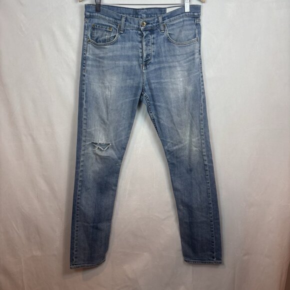 Rag and Bone Women's slim straight leg distressed jeans size 32 medium wash - Picture 1 of 16